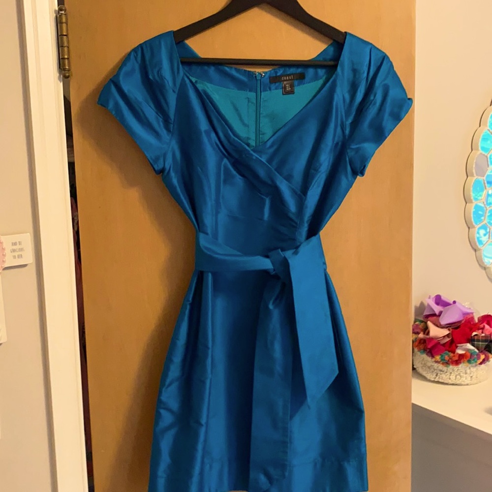 Coast 100% silk dress. Dark teal. Size 4.